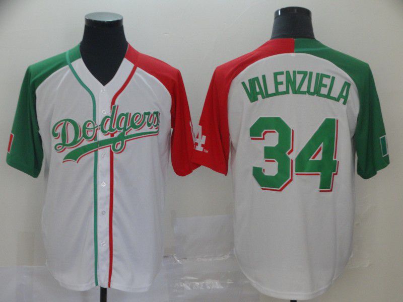Men Los Angeles Dodgers #34 Valenzuela White Game MLB Jerseys